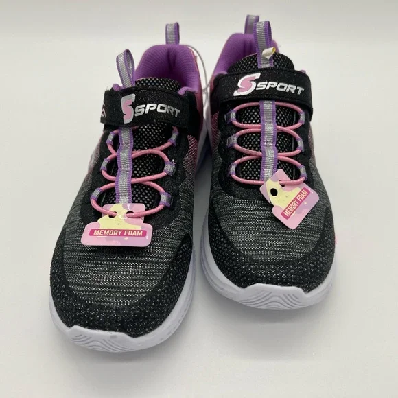 S Sport By Skechers Girls' Jenni Ombre Print Sneakers - Black /Pink Size w/box - Picture 3 of 9